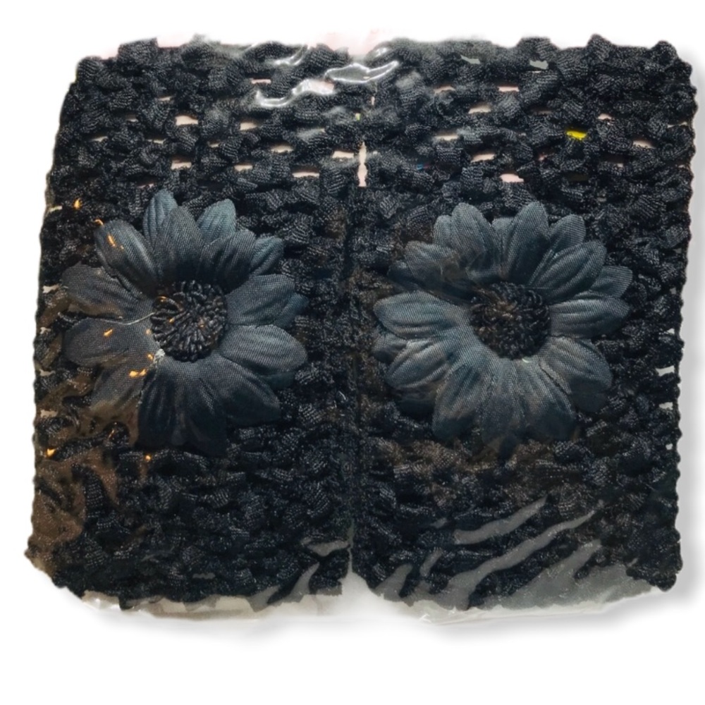 Vintage 80s 90s Black Floral Accent Hair Accessory 2 pack trendy Kidcore